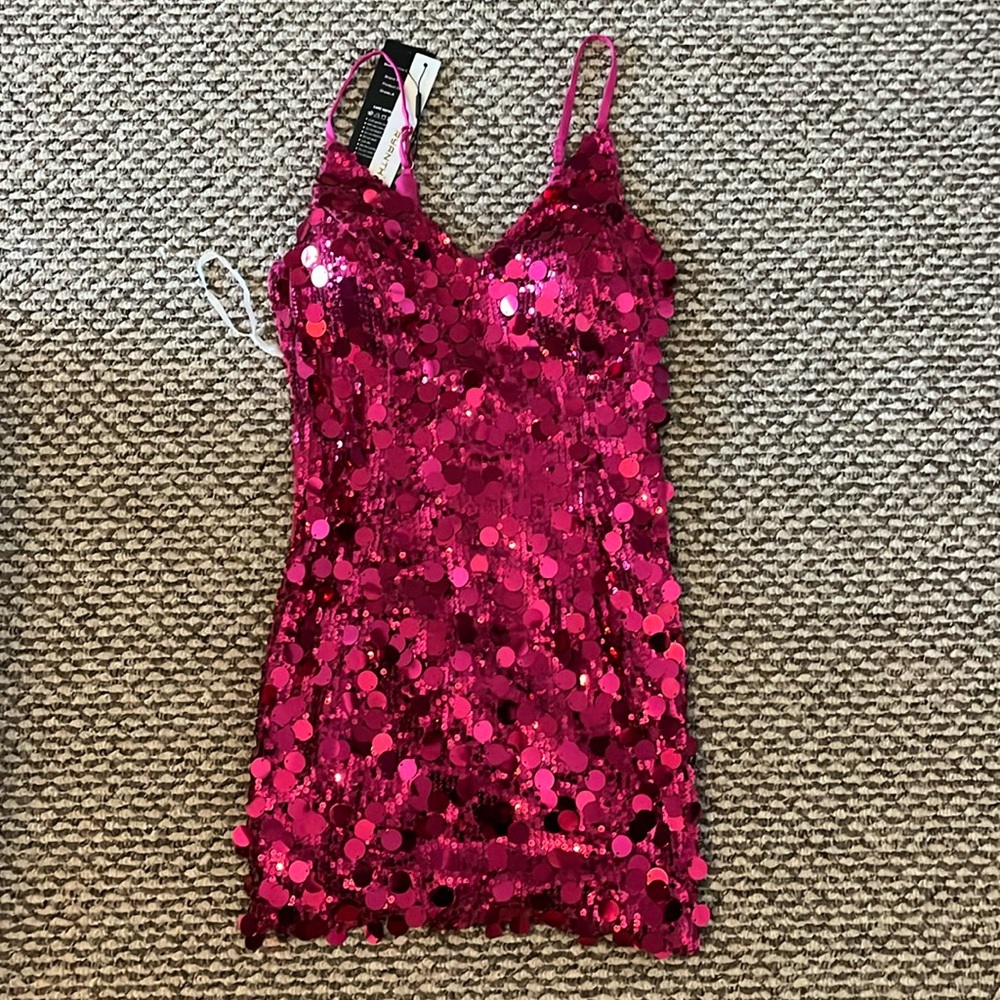 Pink Sequin Homecoming Dress